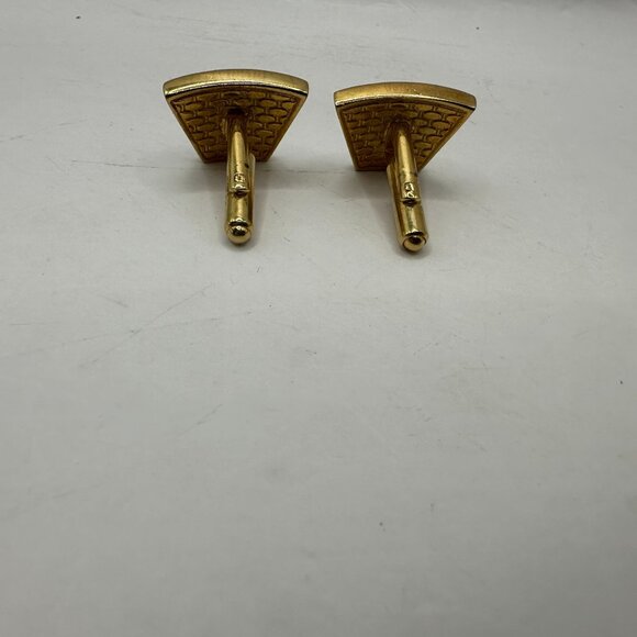 Vintage Gold Tone & Red Enamel Geometric Cufflinks - Picture 3 of 4